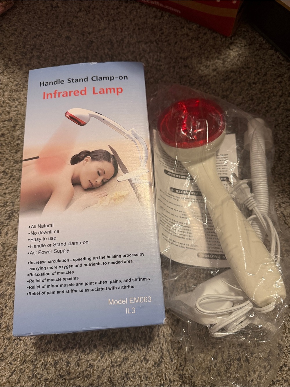 Infrared Lamp Handle Stand Clamp-On - Red/White